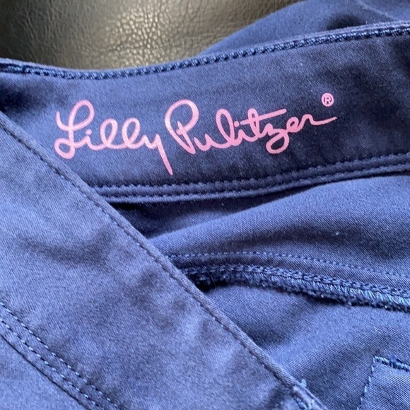 Lilly Pulitzer Worth Skinny Mini Pant Navy Blue Sateen Classic Basic Size 4 - Picture 12 of 16